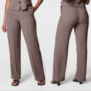 Spanx Carefree Crepe Trouser Pants in Brown Smoke